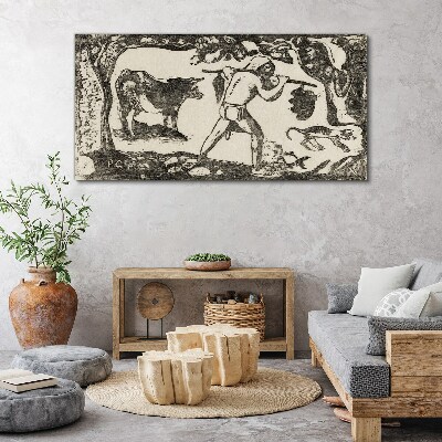 Pastoral scene with cattle Canvas wall art