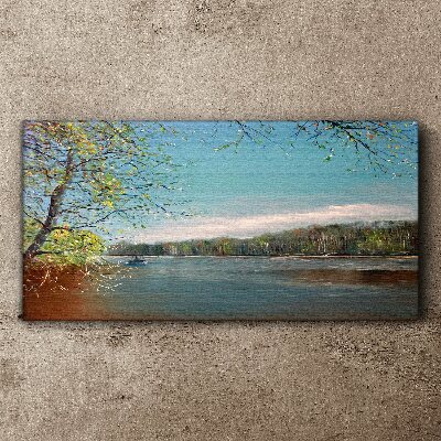 A peaceful landscape by the river Print on canvas