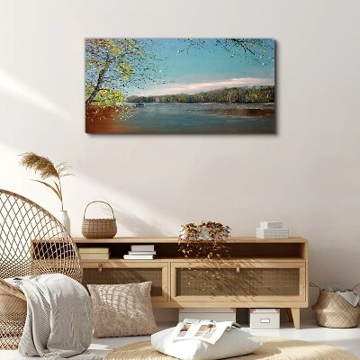 A peaceful landscape by the river Print on canvas