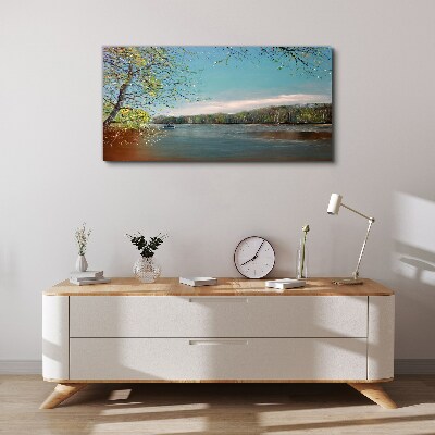 A peaceful landscape by the river Print on canvas