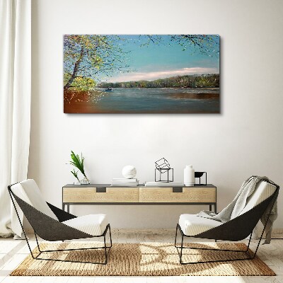 A peaceful landscape by the river Print on canvas