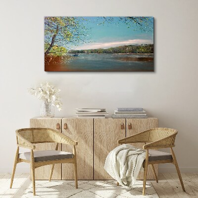 A peaceful landscape by the river Print on canvas