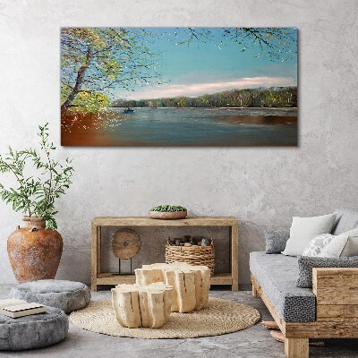 A peaceful landscape by the river Print on canvas