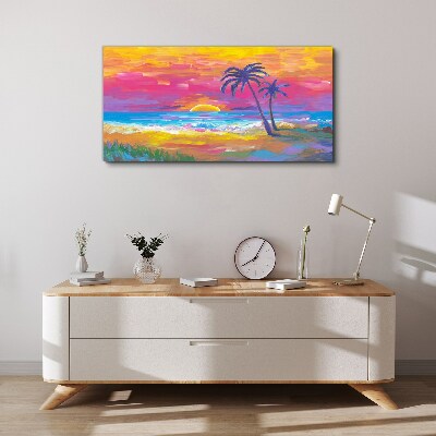 Tropical sunset over the sea Canvas wall art
