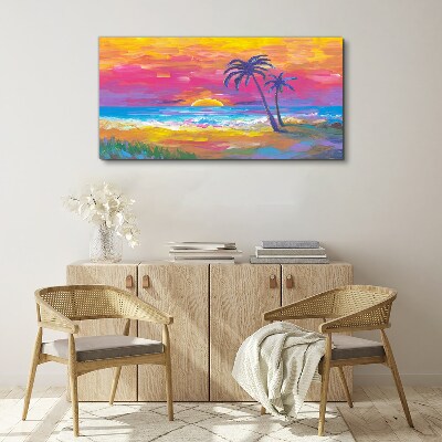 Tropical sunset over the sea Canvas wall art