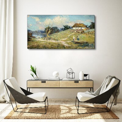 Rural Scenery with Fishermen Canvas wall art
