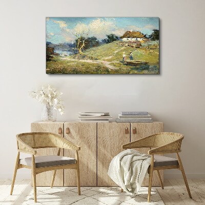 Rural Scenery with Fishermen Canvas wall art