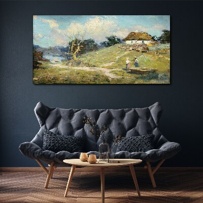 Rural Scenery with Fishermen Canvas wall art