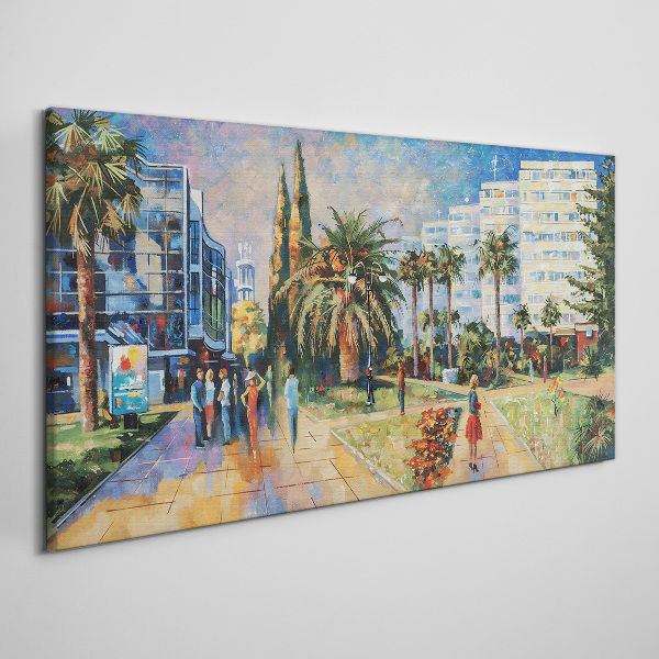 Tropical landscape of a city walk Print on canvas