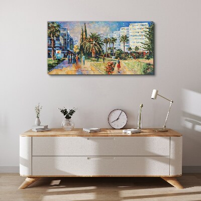 Tropical landscape of a city walk Print on canvas