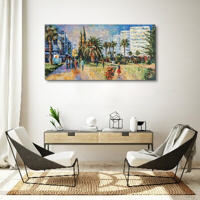 Tropical landscape of a city walk Print on canvas
