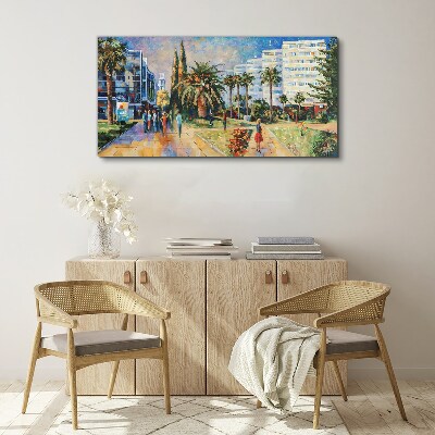Tropical landscape of a city walk Print on canvas