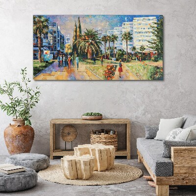 Tropical landscape of a city walk Print on canvas