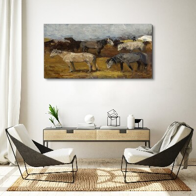 Pastoral landscape with horses Canvas wall art