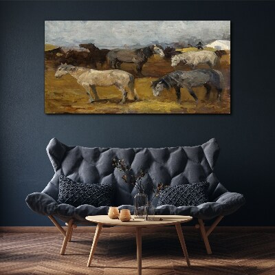 Painting animal horses Canvas print