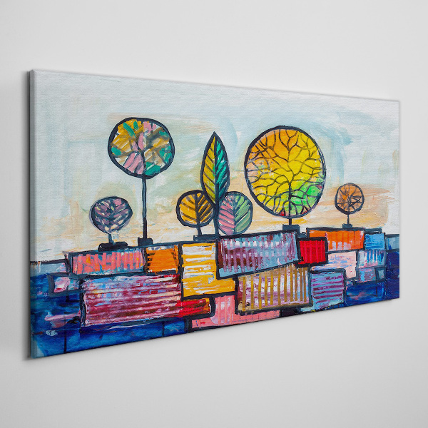 Colorful trees in an abstract landscape Print on canvas