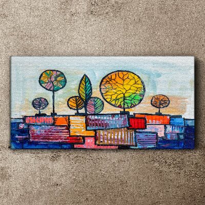 Colorful trees in an abstract landscape Print on canvas