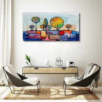 Colorful trees in an abstract landscape Print on canvas