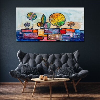 Colorful trees in an abstract landscape Print on canvas