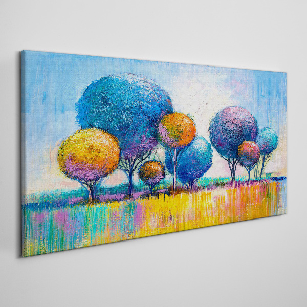 Colorful trees in the summer sun Canvas wall art