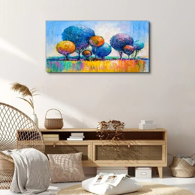 Colorful trees in the summer sun Canvas wall art