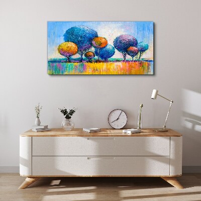 Colorful trees in the summer sun Canvas wall art