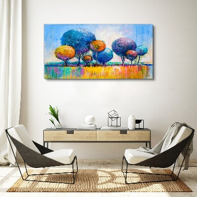 Colorful trees in the summer sun Canvas wall art