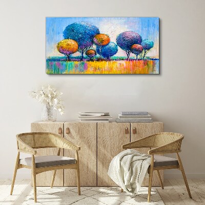 Colorful trees in the summer sun Canvas wall art