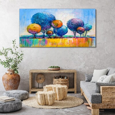 Colorful trees in the summer sun Canvas wall art