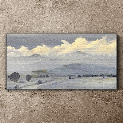 Misty mountain panorama Canvas wall art