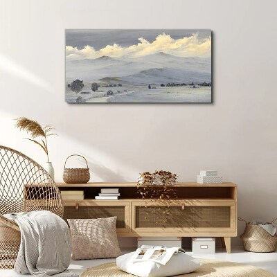 Misty mountain panorama Canvas wall art