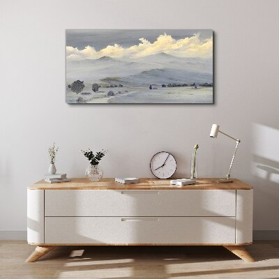 Misty mountain panorama Canvas wall art