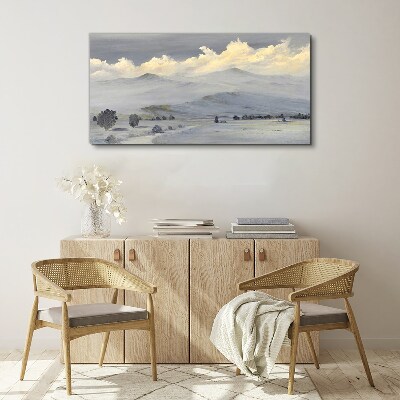 Misty mountain panorama Canvas wall art