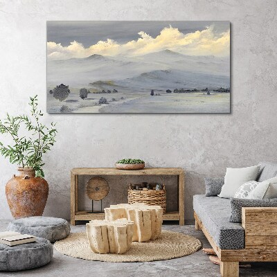 Misty mountain panorama Canvas wall art