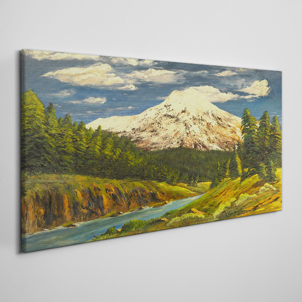 Mountain landscape with a river Print on canvas