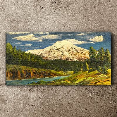 Mountain landscape with a river Print on canvas