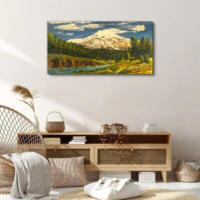 Mountain landscape with a river Print on canvas