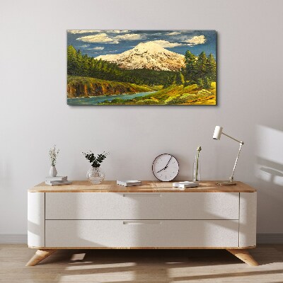 Mountain landscape with a river Print on canvas