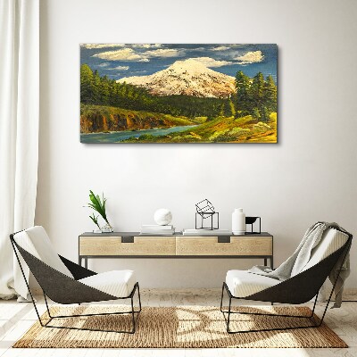 Mountain landscape with a river Print on canvas