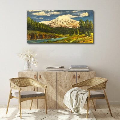 Mountain landscape with a river Print on canvas