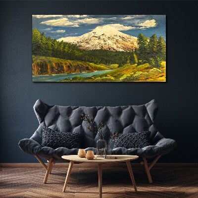 Mountain landscape with a river Print on canvas