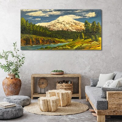 Mountain landscape with a river Print on canvas
