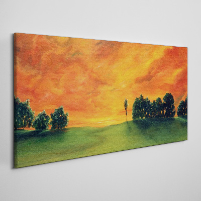 Tree sunset sky Canvas Wall art