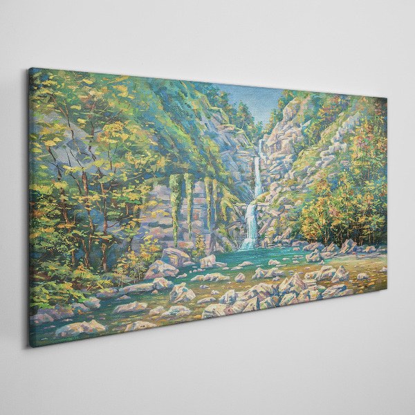 Painting tree waterfall Canvas Wall art