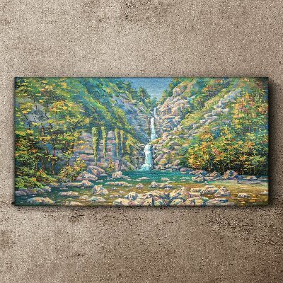 Waterfall in mountain scenery Canvas wall art