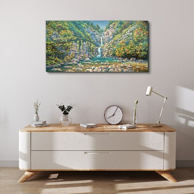 Waterfall in mountain scenery Canvas wall art