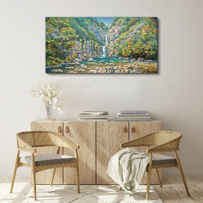 Painting tree waterfall Canvas Wall art