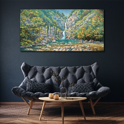 Painting tree waterfall Canvas Wall art