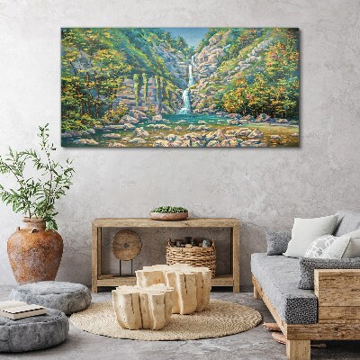 Waterfall in mountain scenery Canvas wall art