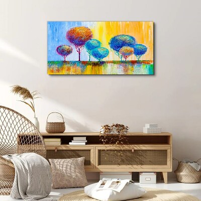 Colorful trees in the sunset light Print on canvas